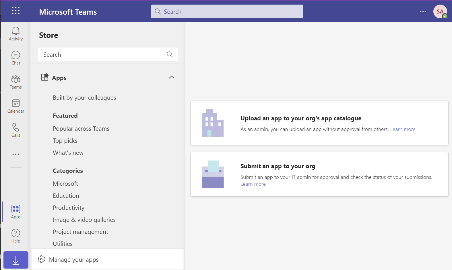 Image shows the Microsoft Teams administrative web portal