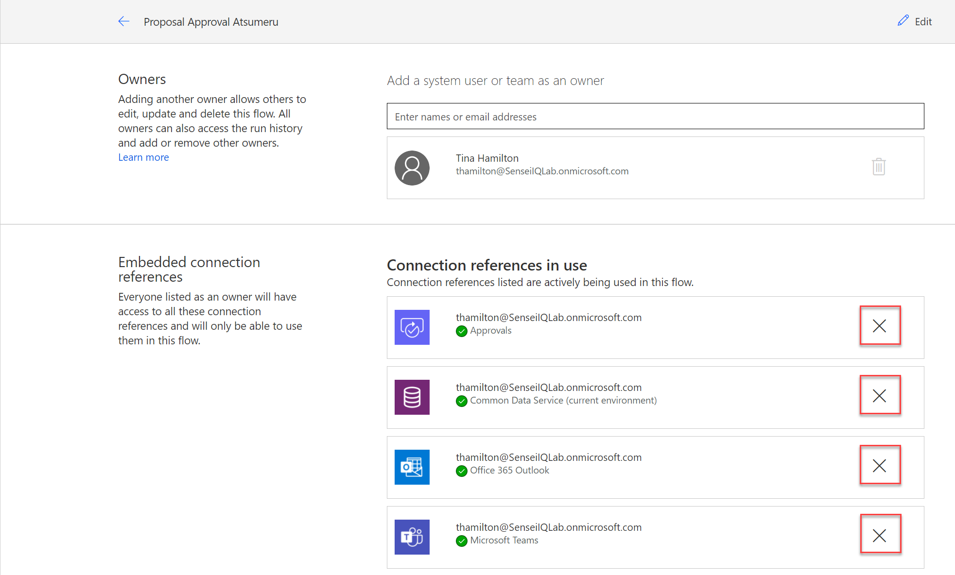 Image shows the connection references in use and highlights which ones to remove