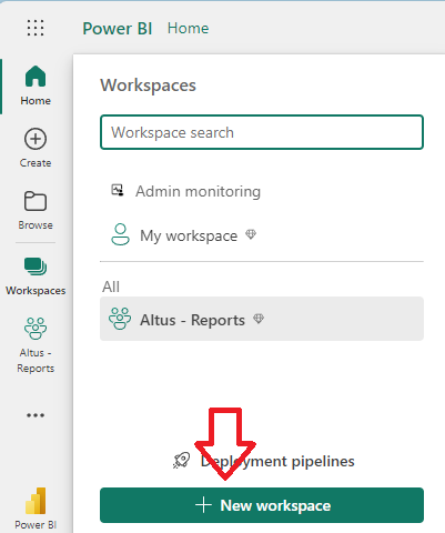 Image shows verification of the ability to create a new workspace