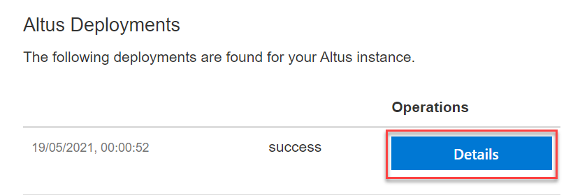 Image highlights the details button while running a deployment