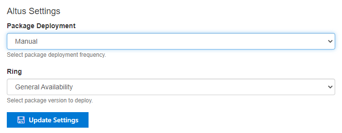 Image shows the package, ring and cadence selections